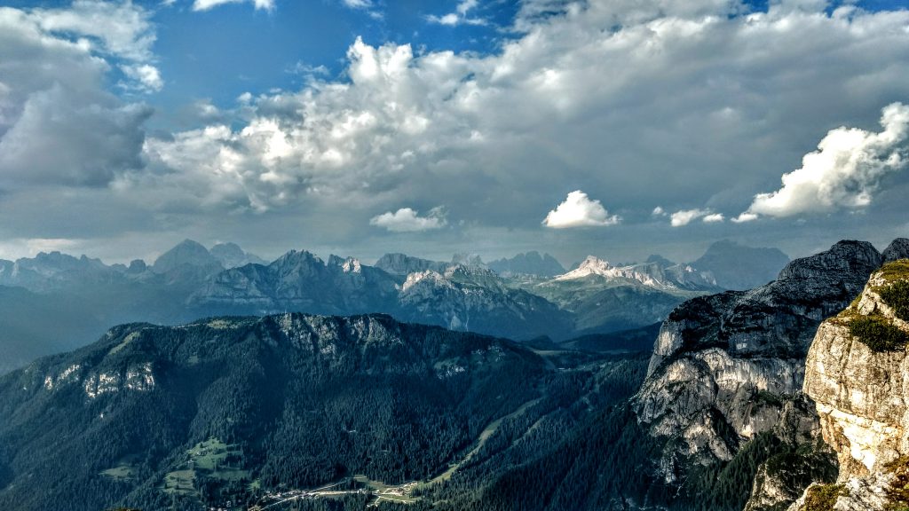 View of the Dolomites above Aleghe along the Dreamway