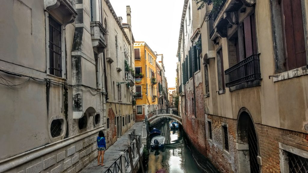 Morning walk along the canals of Venice